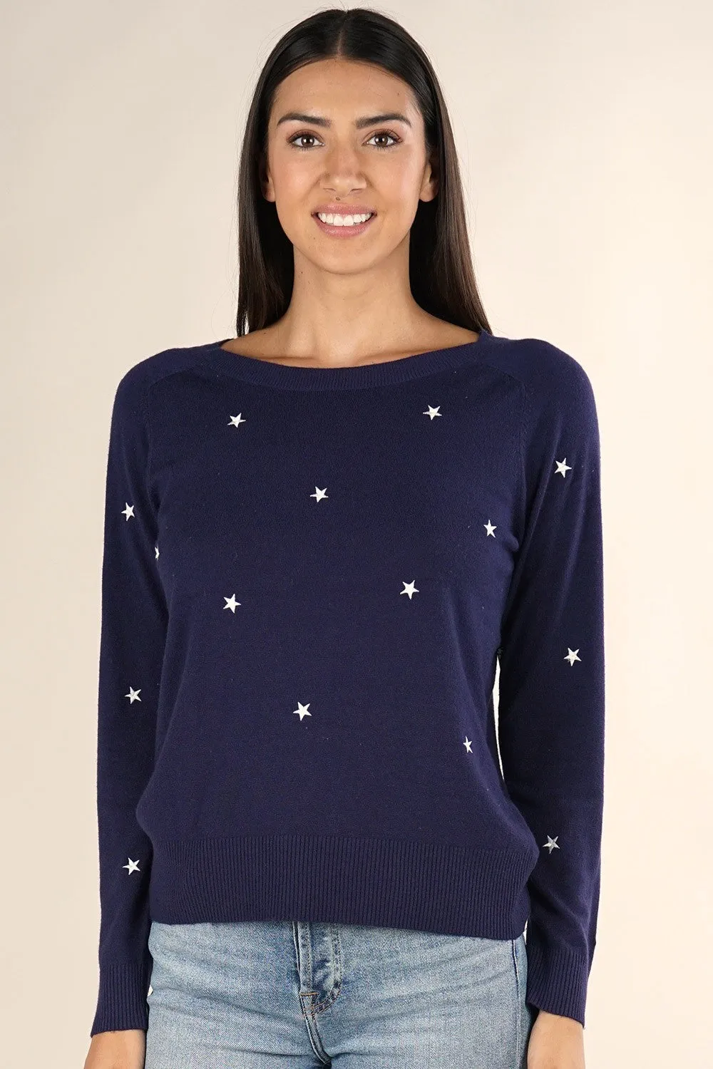 Star Embroidered Pullover Sweater