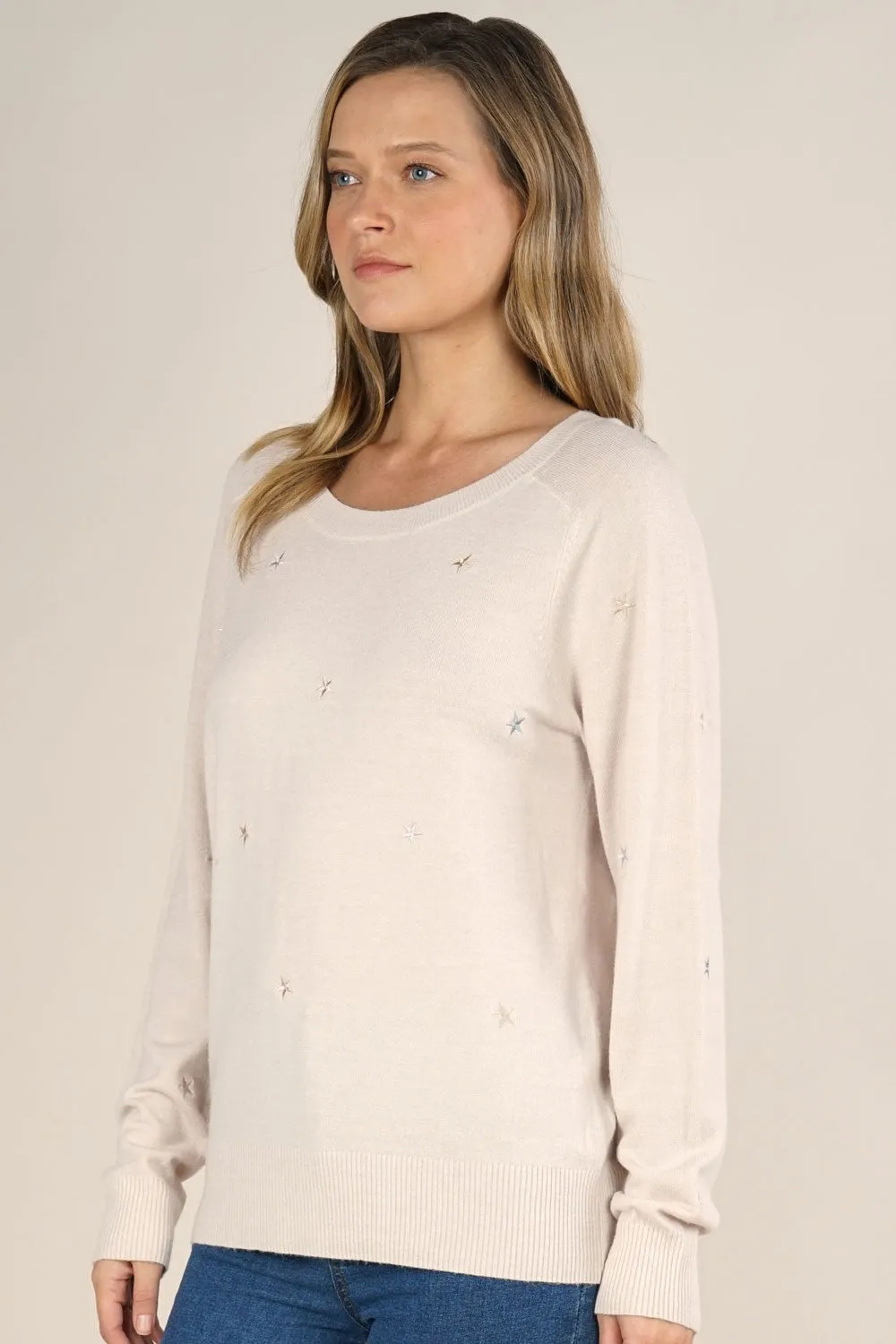 Star Embroidered Pullover Sweater