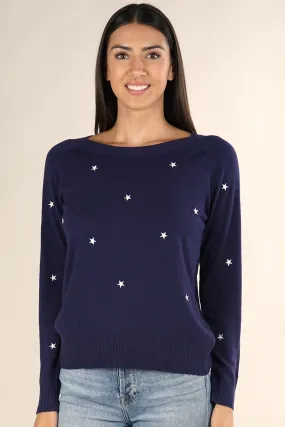 Star Embroidered Pullover Sweater