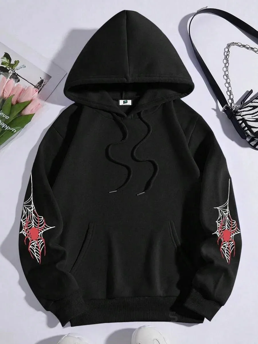 SXV  'SPIDER’ Printed Cool Aesthetic Sweatshirt Hoodie