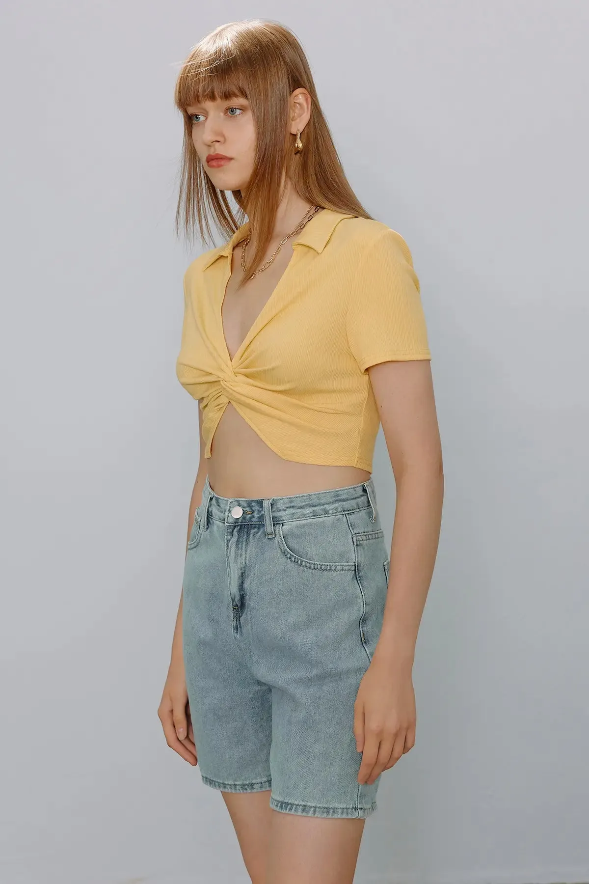 Twist Collar Neck Crop Top