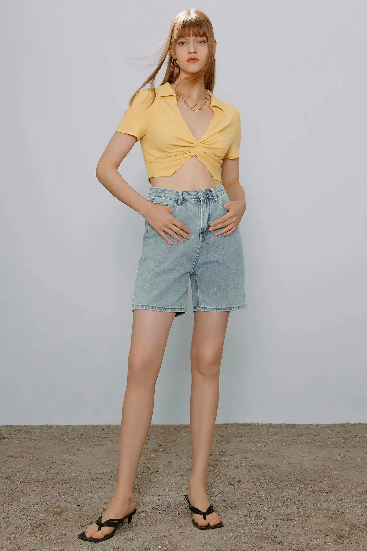 Twist Collar Neck Crop Top