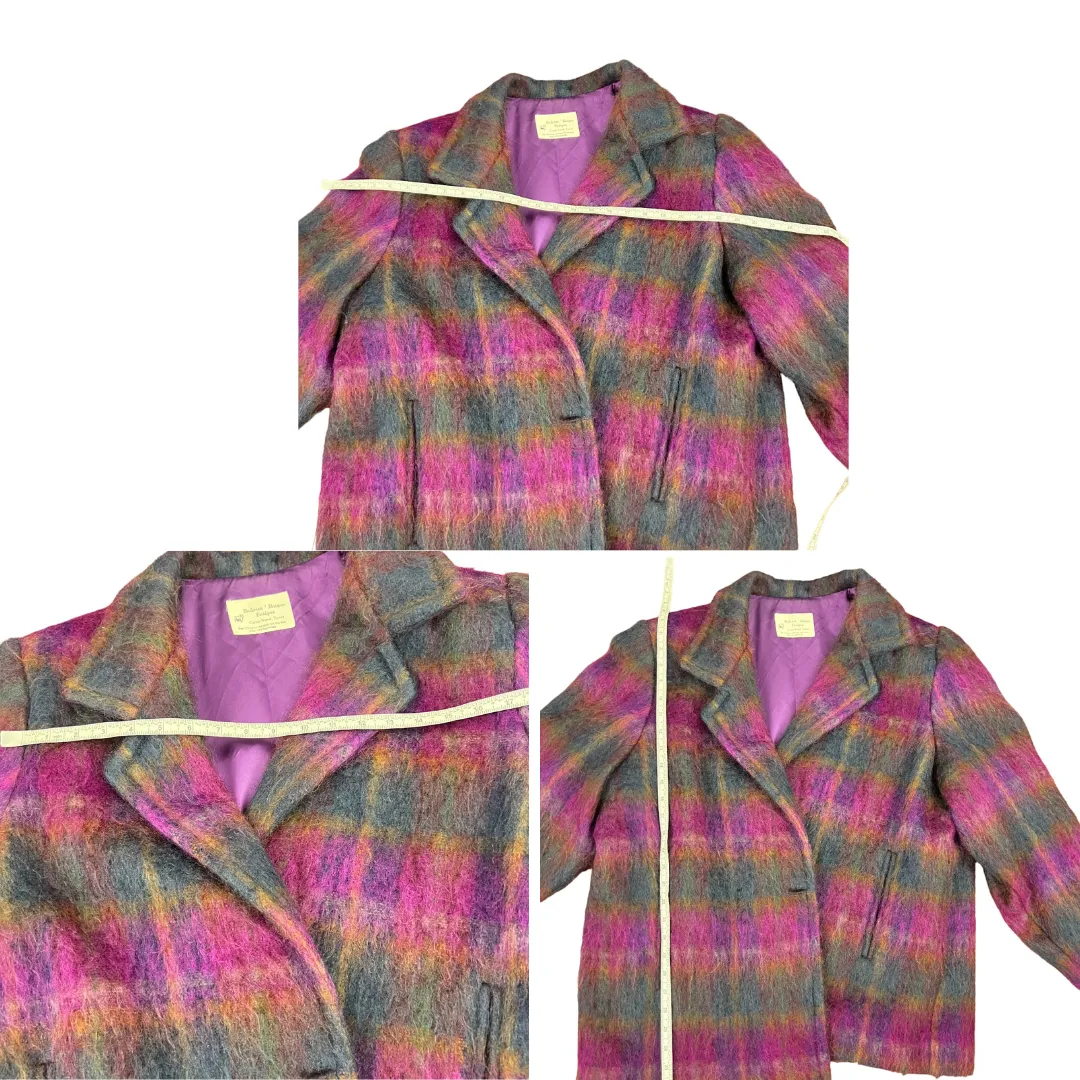 Vintage 80s Purple Mohair Wool Coat Size XL Chest 50"