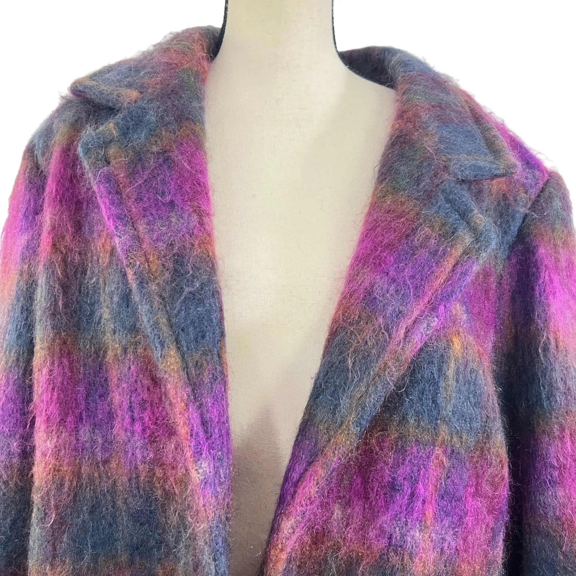 Vintage 80s Purple Mohair Wool Coat Size XL Chest 50"