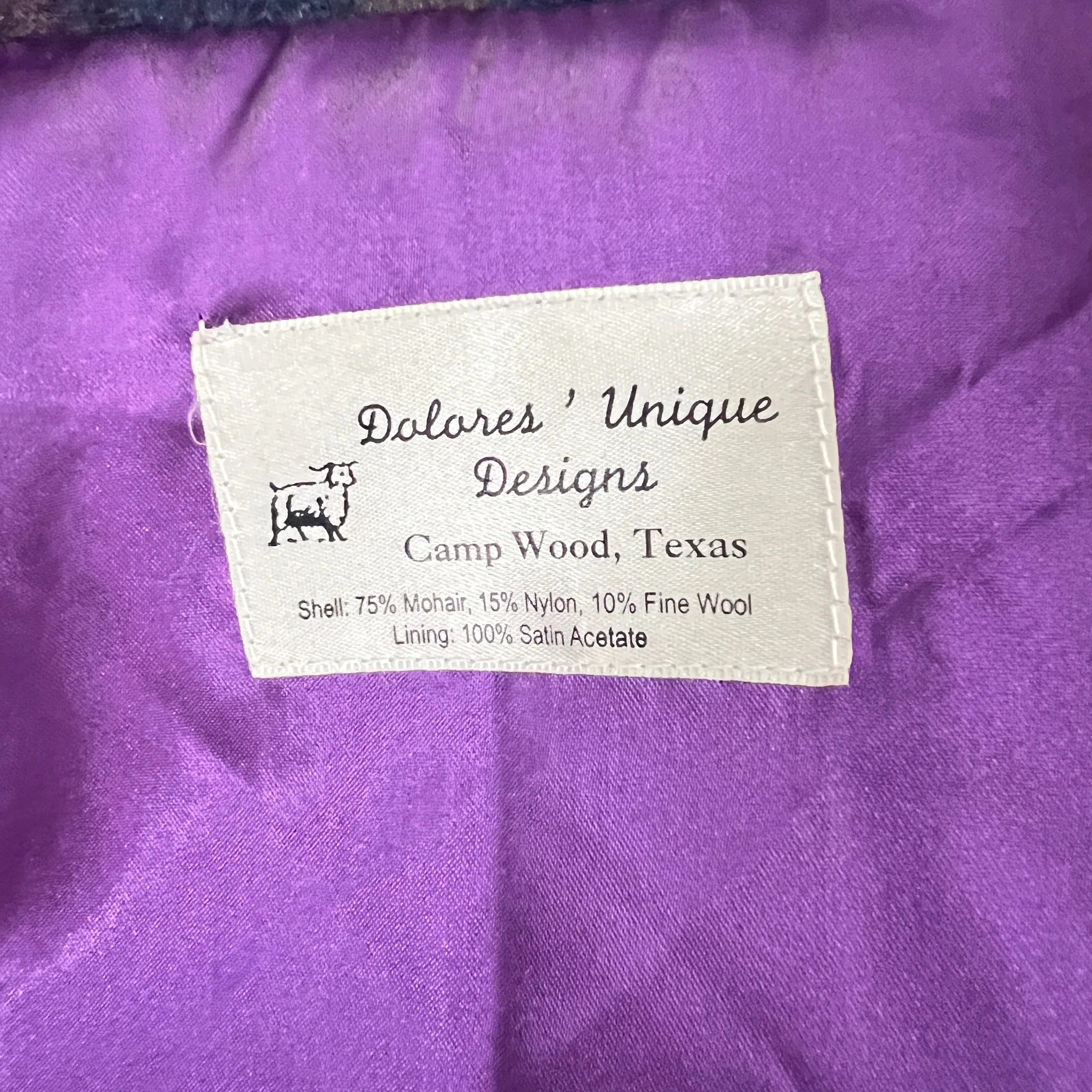 Vintage 80s Purple Mohair Wool Coat Size XL Chest 50"