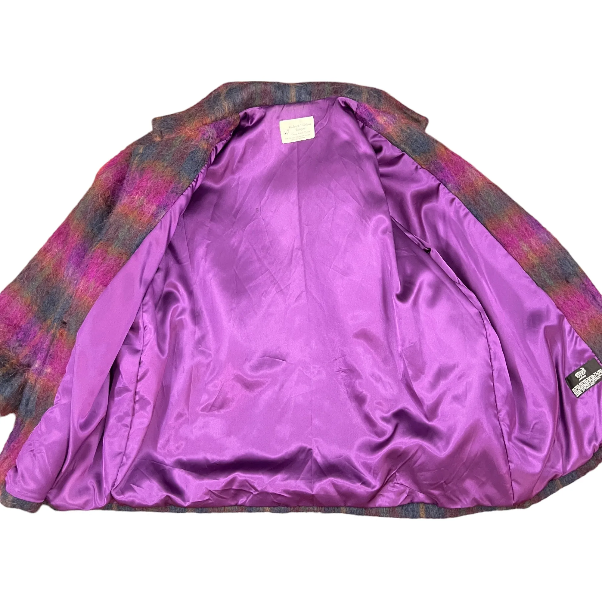 Vintage 80s Purple Mohair Wool Coat Size XL Chest 50"