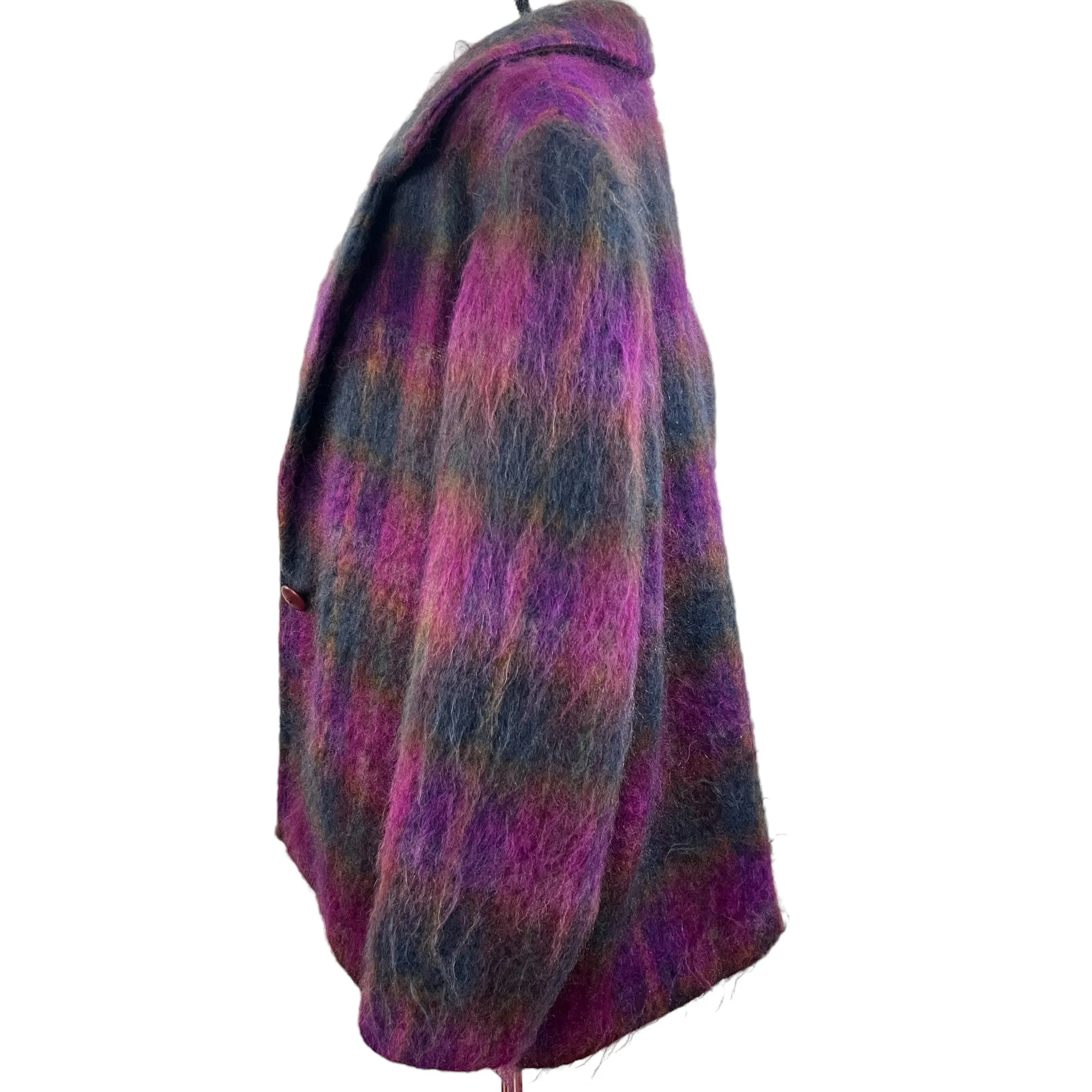 Vintage 80s Purple Mohair Wool Coat Size XL Chest 50"