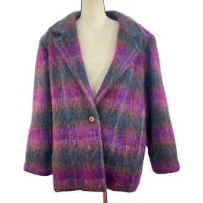 Vintage 80s Purple Mohair Wool Coat Size XL Chest 50"