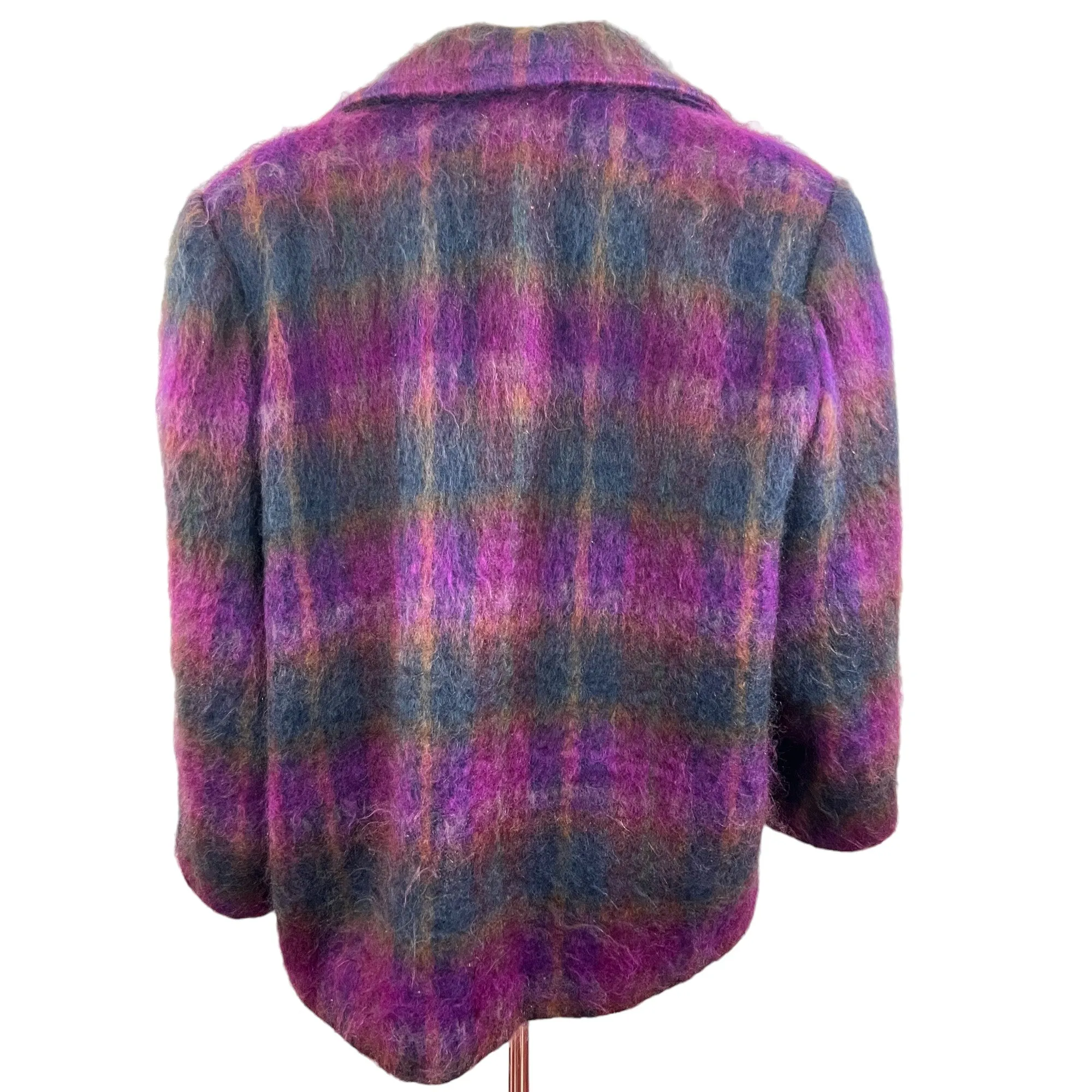 Vintage 80s Purple Mohair Wool Coat Size XL Chest 50"