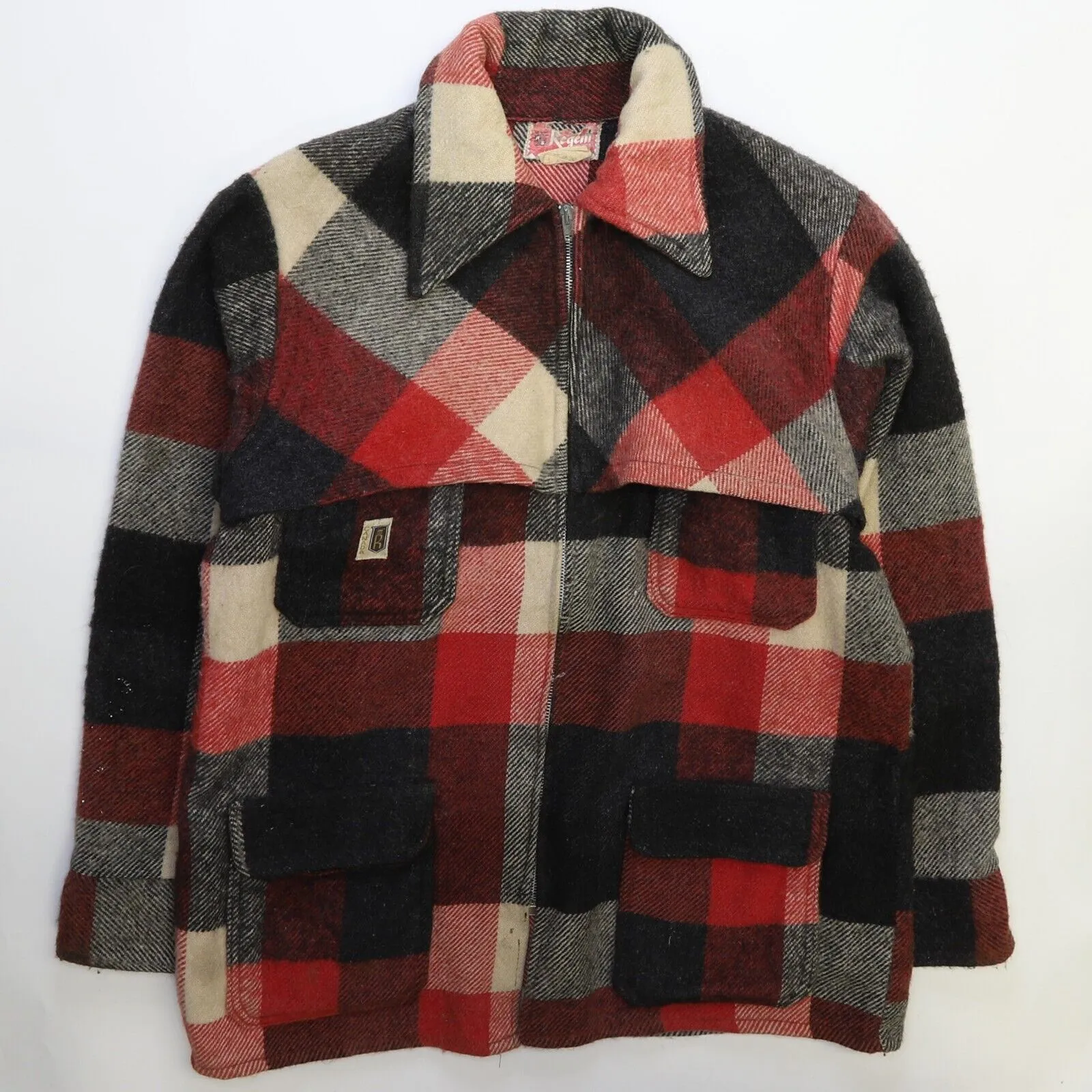 Vintage Wool Coat Jacket Size Large Plaid