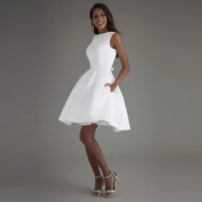 White short backless A-line Prom Party evening dress, lioness-love