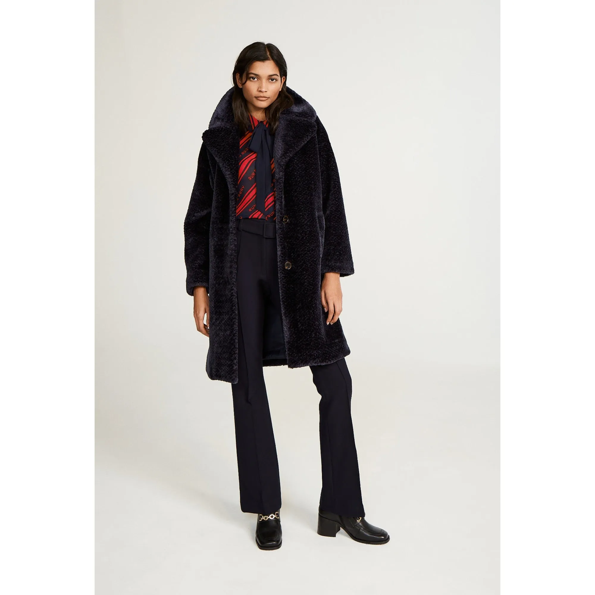 Women Straight Fit Coat - Navy