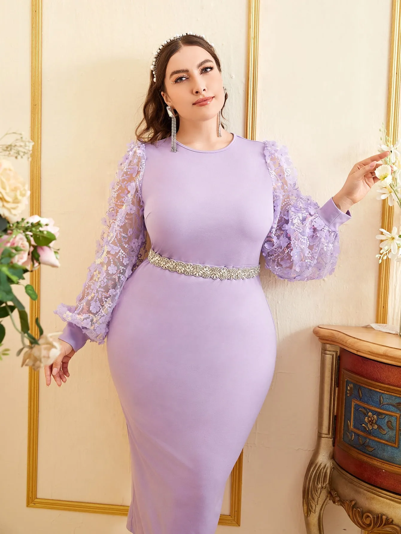 Women's Lavendar Split Hem Dress