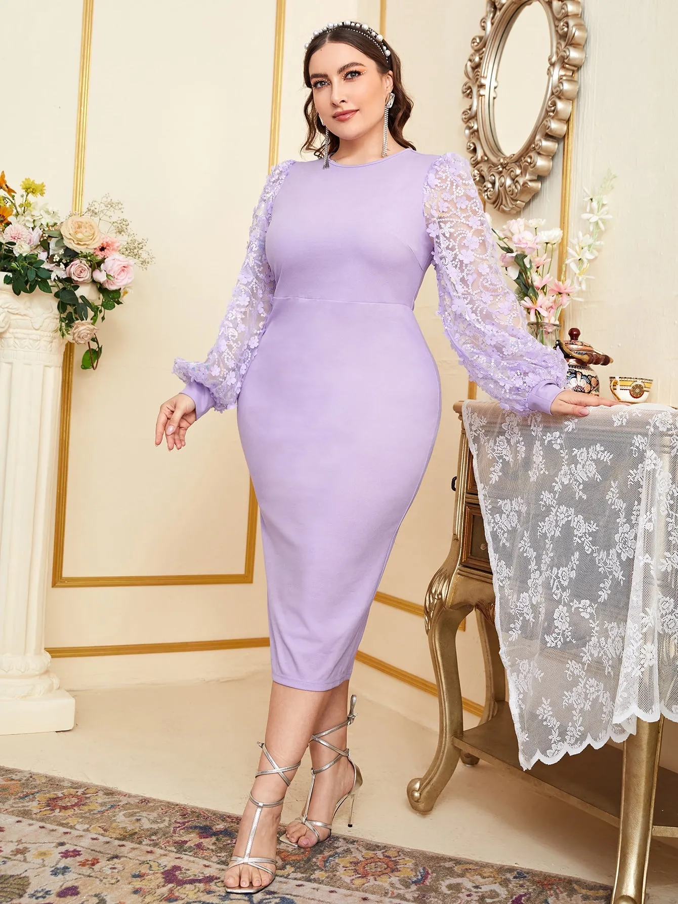 Women's Lavendar Split Hem Dress