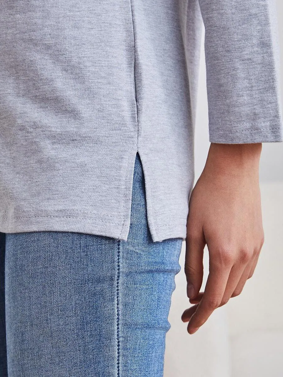 Women's Long Sleeve Round Neck Plain Tee