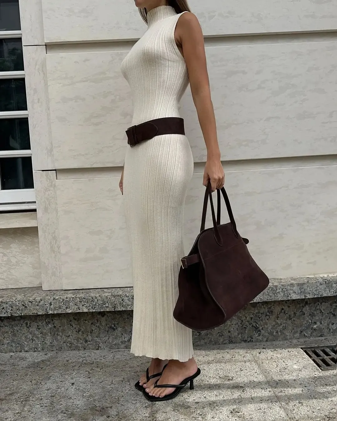 Women's Sleeveless Turtleneck Maxi Dress