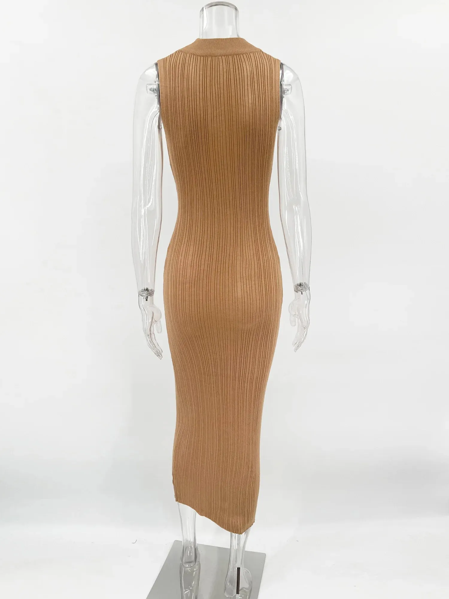Women's Sleeveless Turtleneck Maxi Dress