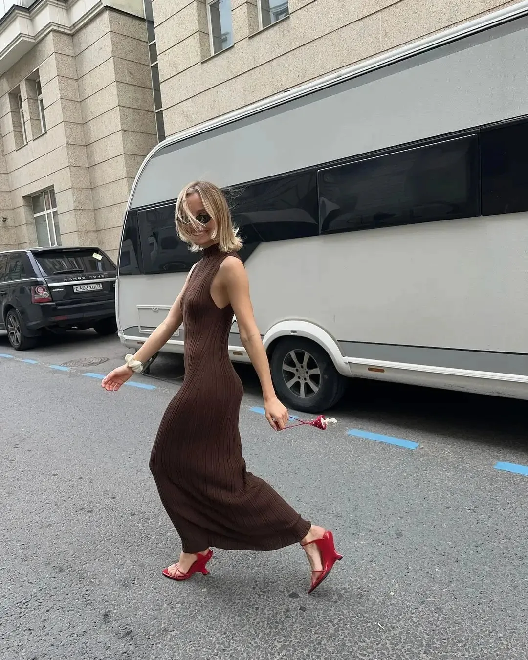 Women's Sleeveless Turtleneck Maxi Dress