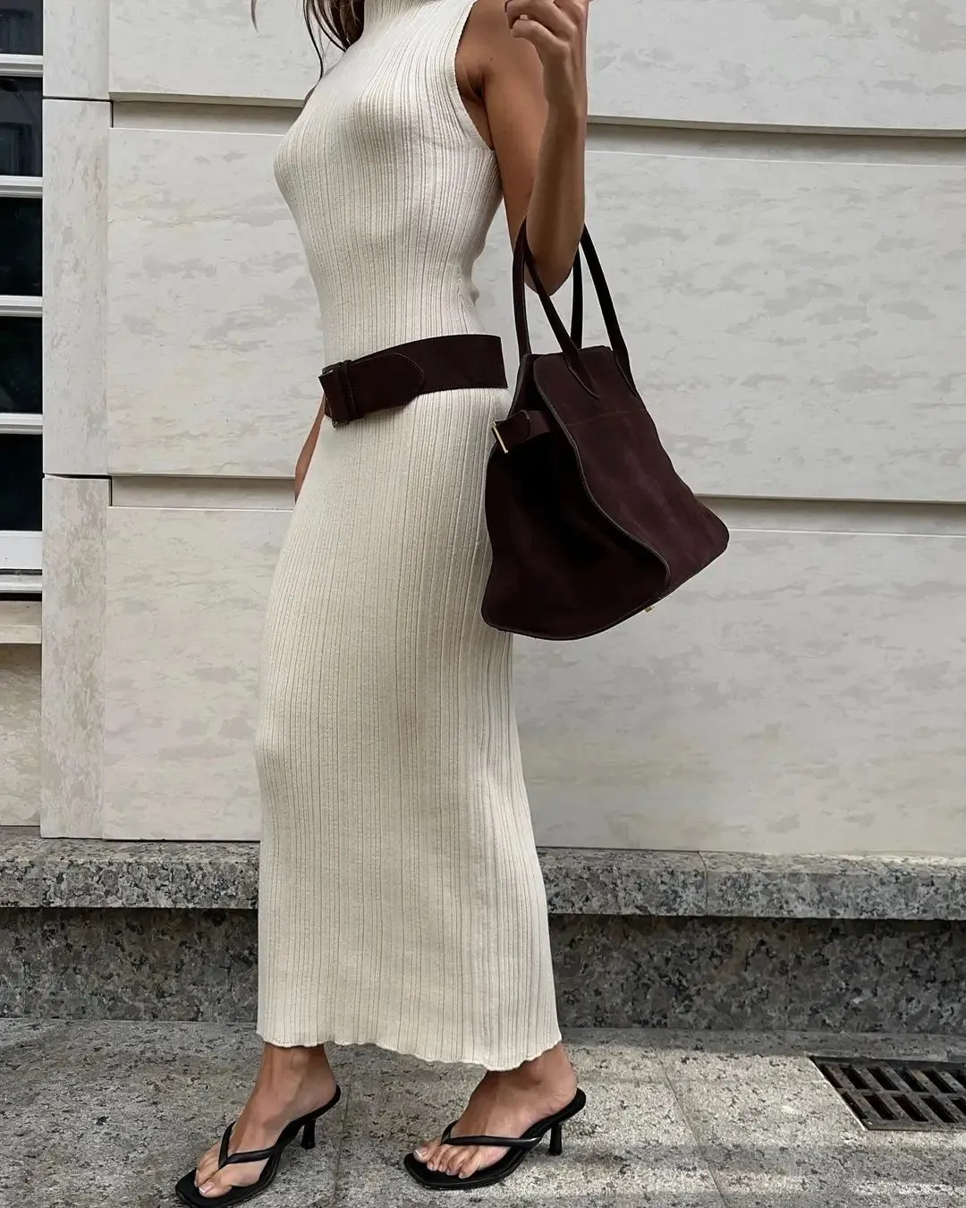 Women's Sleeveless Turtleneck Maxi Dress