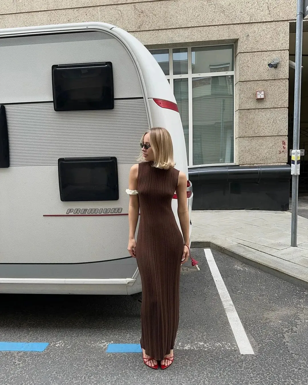 Women's Sleeveless Turtleneck Maxi Dress
