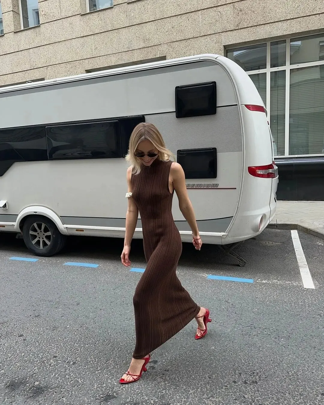 Women's Sleeveless Turtleneck Maxi Dress