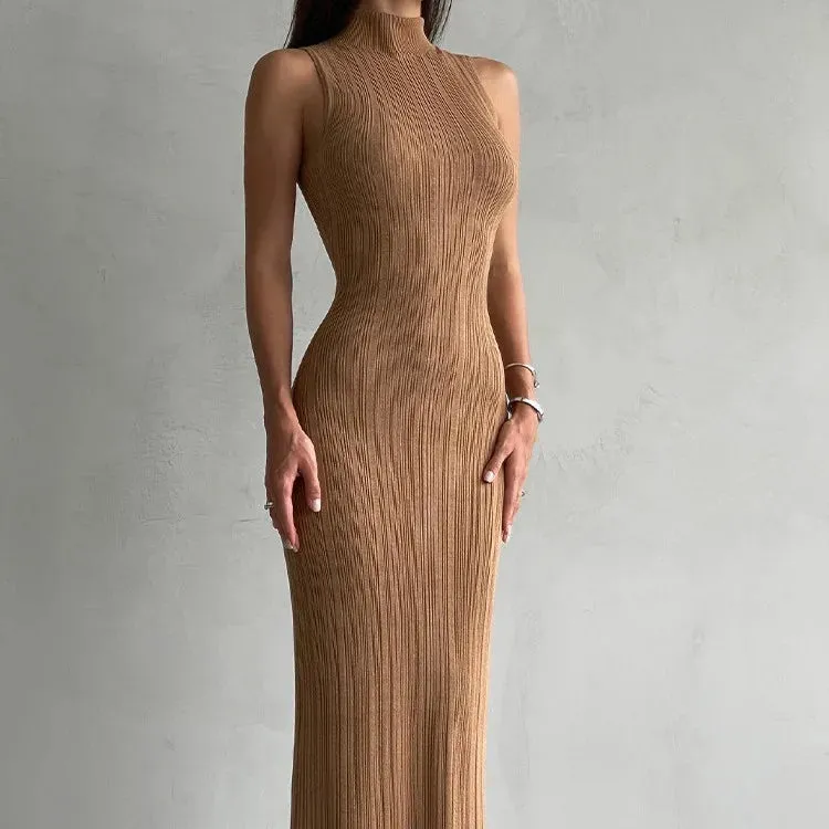 Women's Sleeveless Turtleneck Maxi Dress