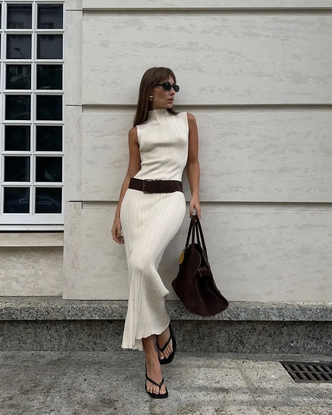 Women's Sleeveless Turtleneck Maxi Dress