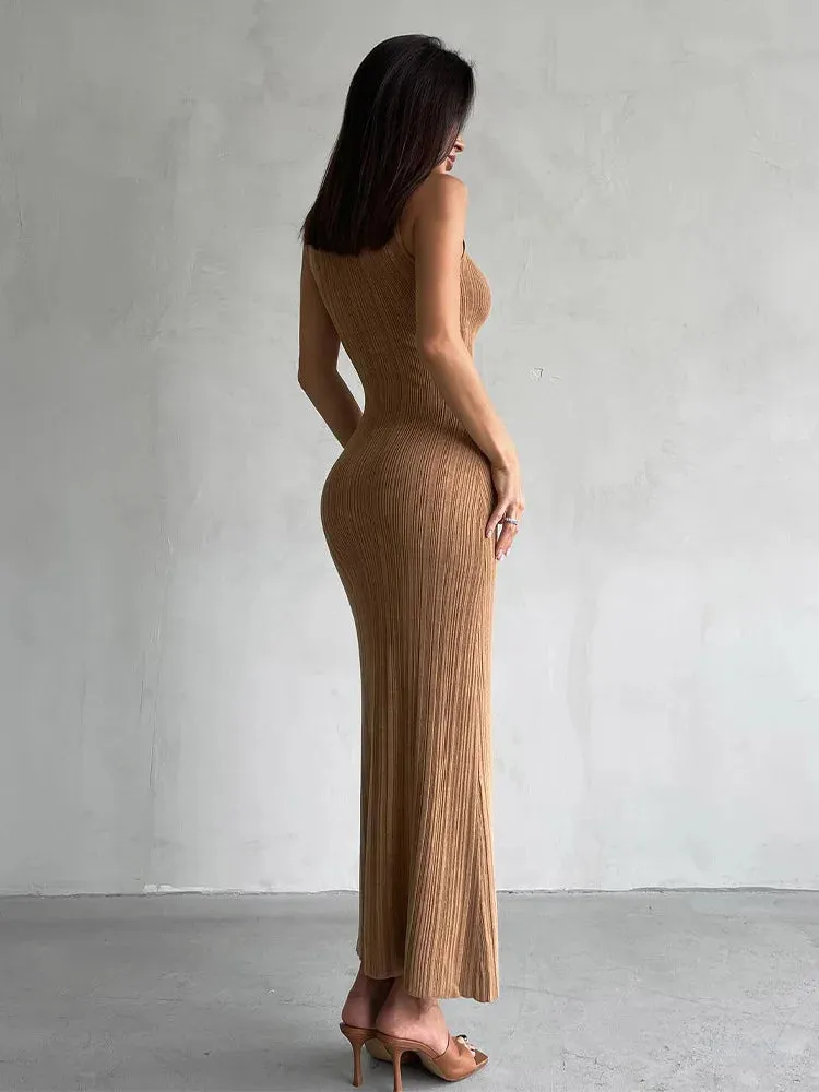 Women's Sleeveless Turtleneck Maxi Dress