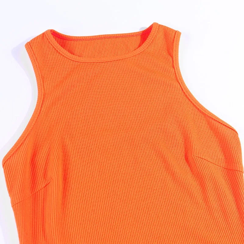 Women's Summer Casual Cotton Ribbed O-Neck Dress