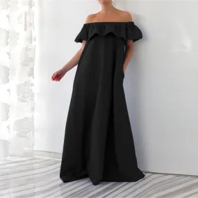 Women's Summer Off-Shoulder Loose Dress With Ruffles